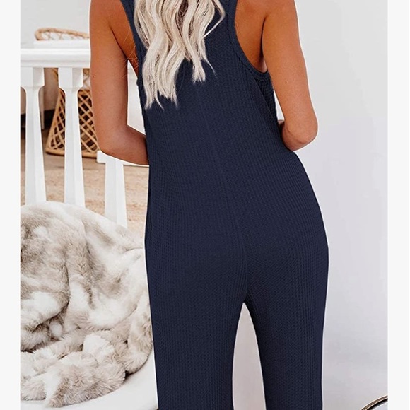 Happy Sailed Women’s Casual Sleeveless Front Button Jumpsuit - Picture 2 of 6